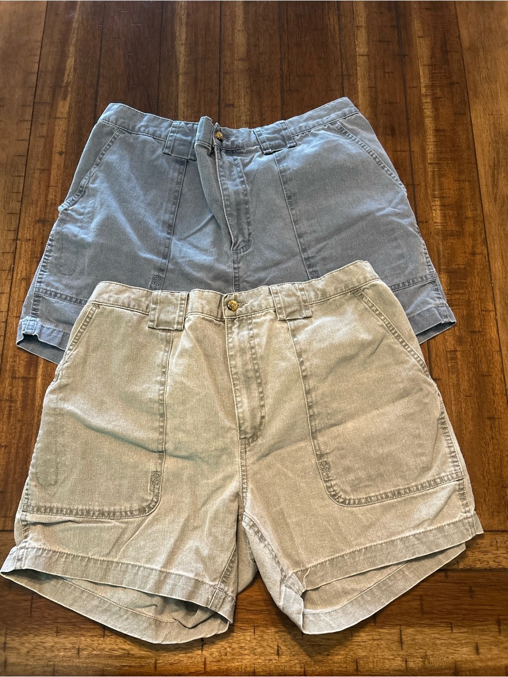 Men's Hook & Tackle Size 38 Washed Blue and Light Green Cotton Shorts-2 pairs